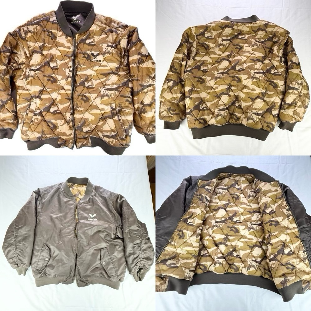 Avirex Reversible Bomber Jacket XXL Brown Tan Camoflauge Army Men’s 2XL (READ)